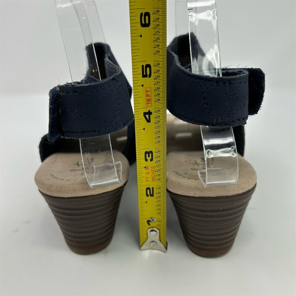 Clarks Valarie James Blue Slingback Ankle Strap Sandals Size 8.5 Wide Block Heel - Picture 8 of 12